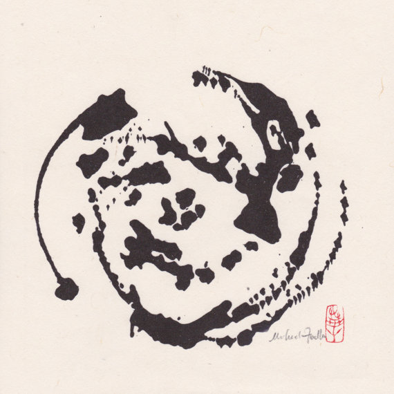 570x570 Zen Style Suiboku Ga. Sumi E. Abstract Ink Painting. Buddhist - Suiboku Painting