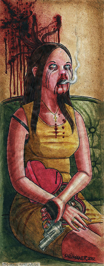 352x900 1990 Broken Heart Suicide Painting By David Shumate - Suicide Painting