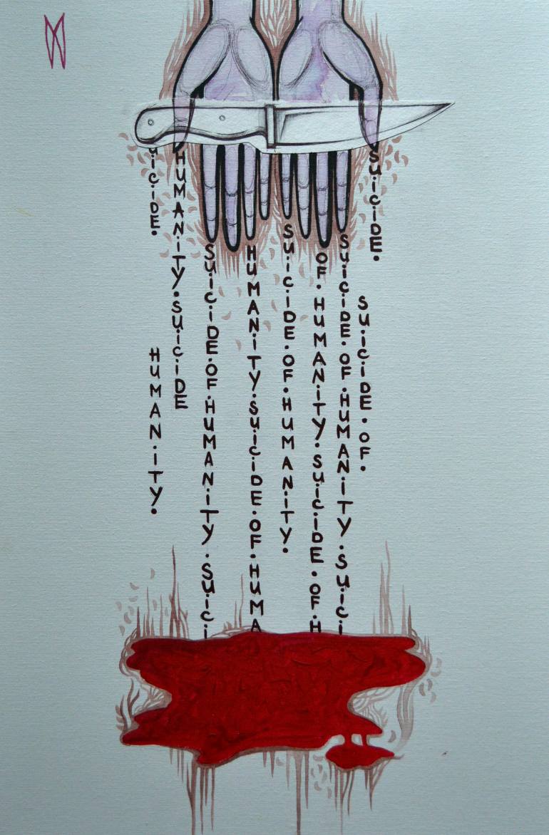 770x1172 Saatchi Art Suicide Of Humanity Painting By Lidia Matviyenko - Suicide Painting