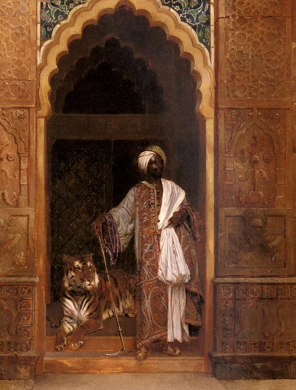 608x800 Sultan With Tiger Painting By Rudolph Ernst - Sultan Painting