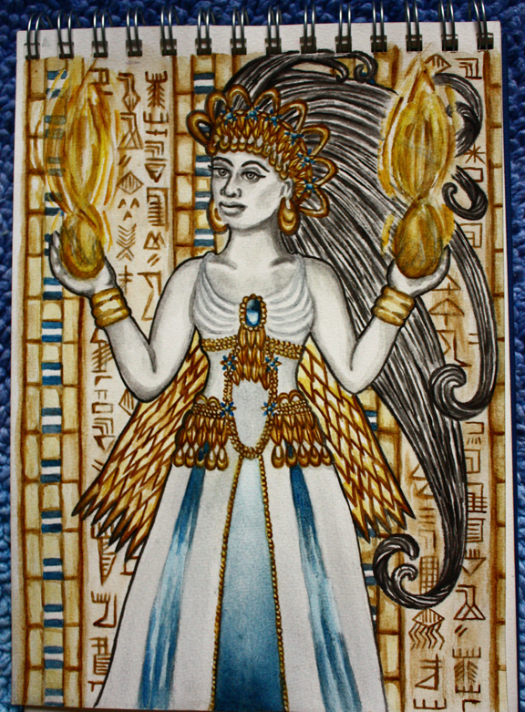 576x781 Inanna Sumerian Goddess By Sapphiresphinx - Sumerian Painting