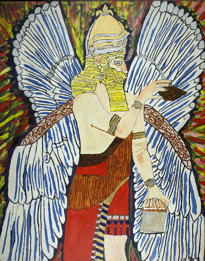 706x900 Sumerian God Painting By Carrie Rittner - Sumerian Painting