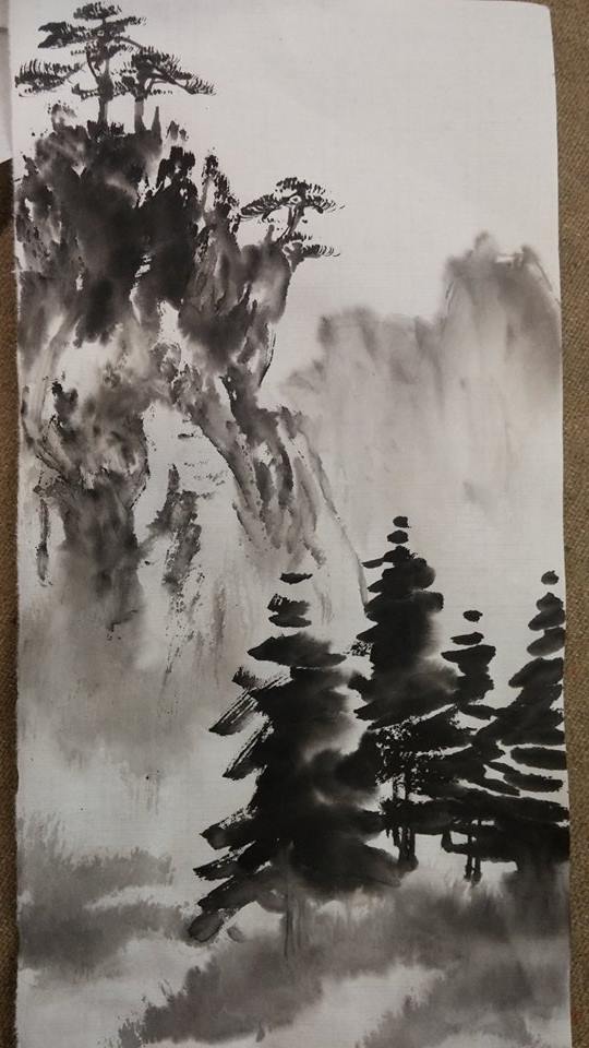 540x960 27x54 Mingxing Ink Immortal Thick Rice Paper Landscape Flower - Sumi E Painting