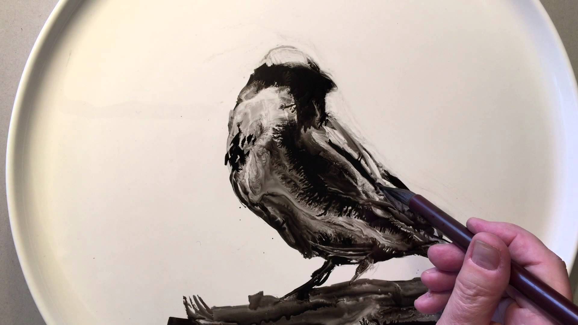 1920x1080 Sumi E Painting On A China Plate - Sumi E Painting