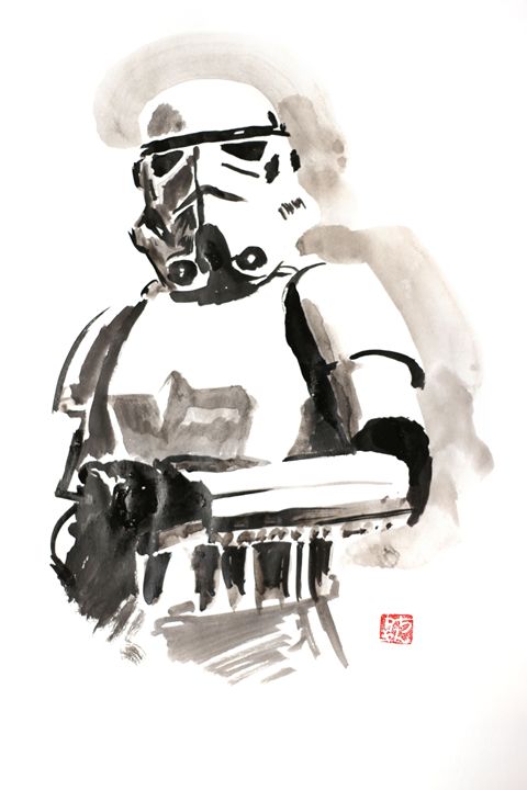 480x720 Stormtrooper - Sumi Painting