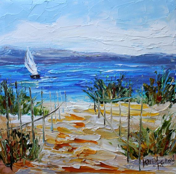 570x566 Original Oil Painting Summer Beach Dunes Palette By Karensfineart - Summer Beach Painting
