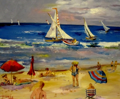 400x331 Painting Of The Day, Daily Oil Paintings By Delilah Endless - Summer Beach Painting