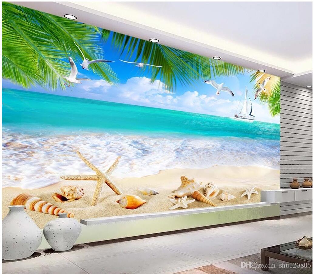 1035x902 3d Room Wallpaper Custom Photo Mural Summer Beach Fresh Ocean - Summer Beach Painting