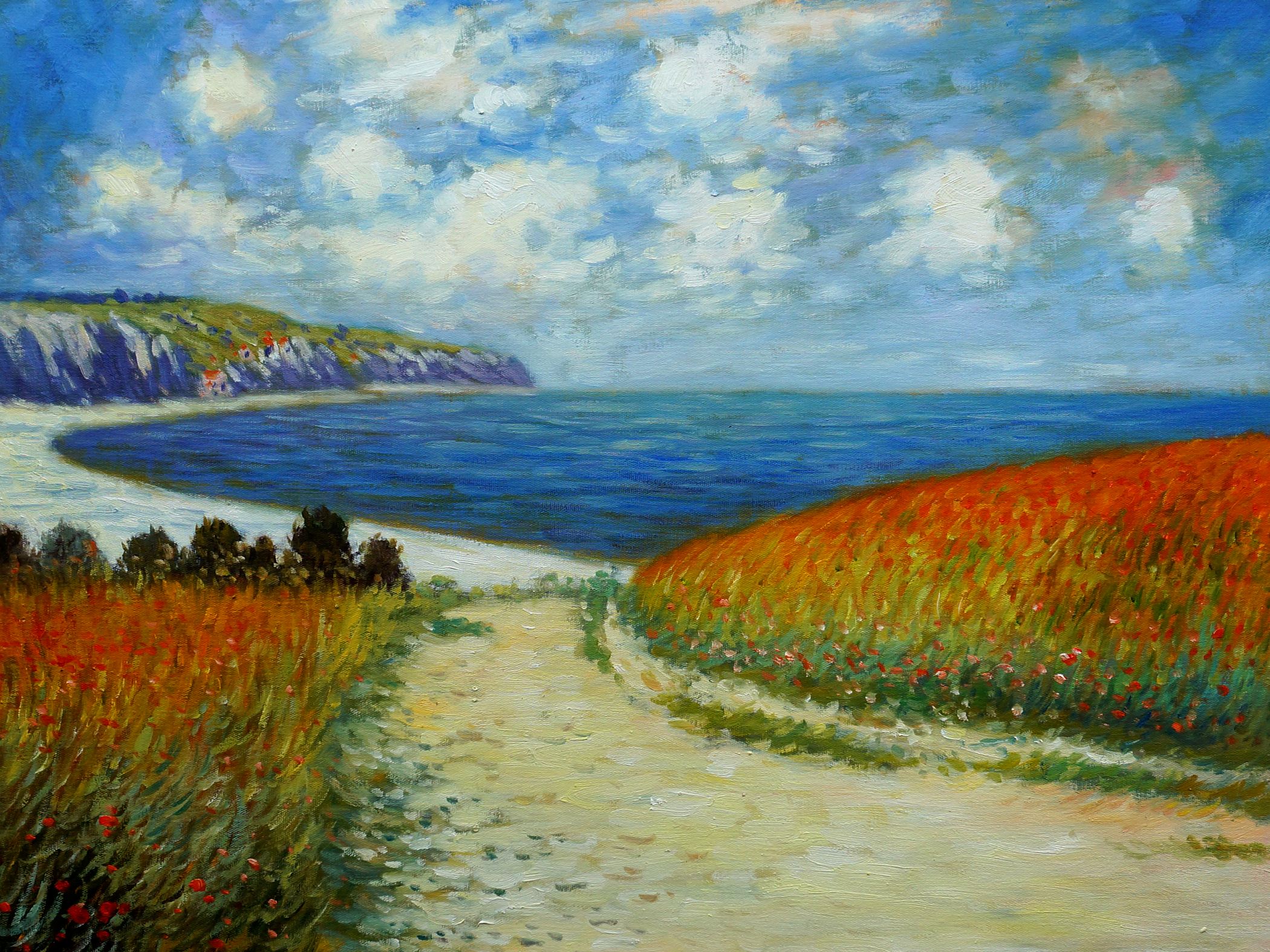 2100x1575 Summer Beach Oil Painting On A High Quality Linen Canvas 80cm X - Summer Beach Painting