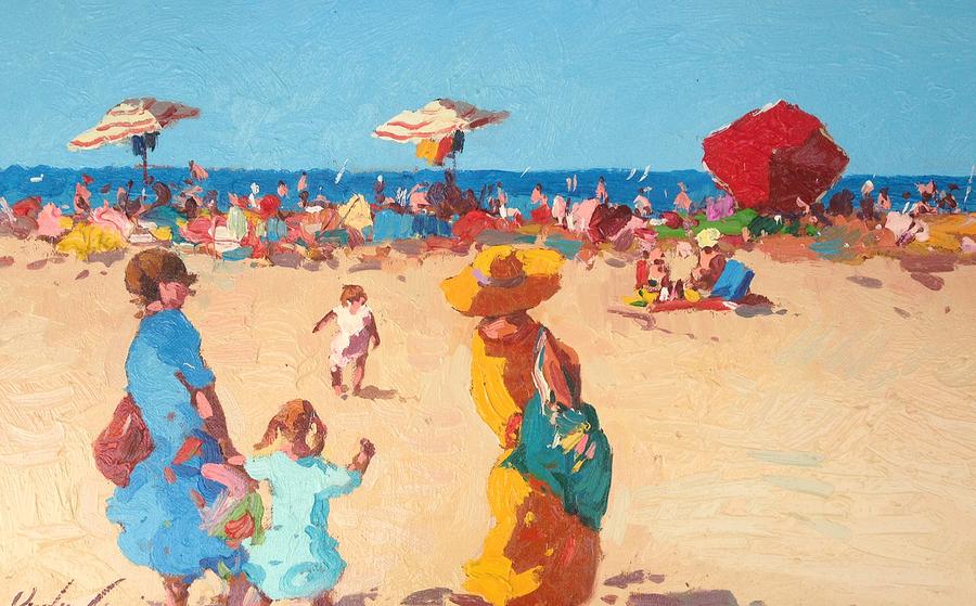 900x559 Summer Beach Painting By Agostino Veroni - Summer Beach Painting
