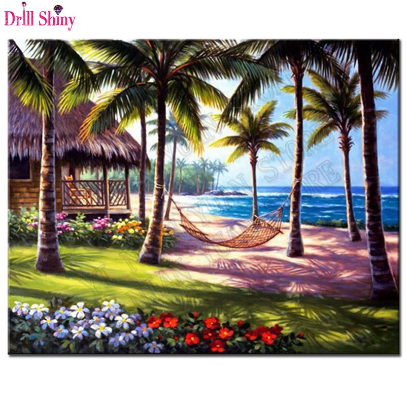 800x800 5d Full Drilled Diy Diamond Painting Mosaic Handmade Summer Beach - Summer Beach Painting
