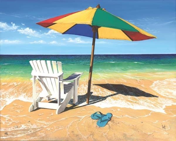 600x480 Flip Flop Paintings - Summer Beach Painting