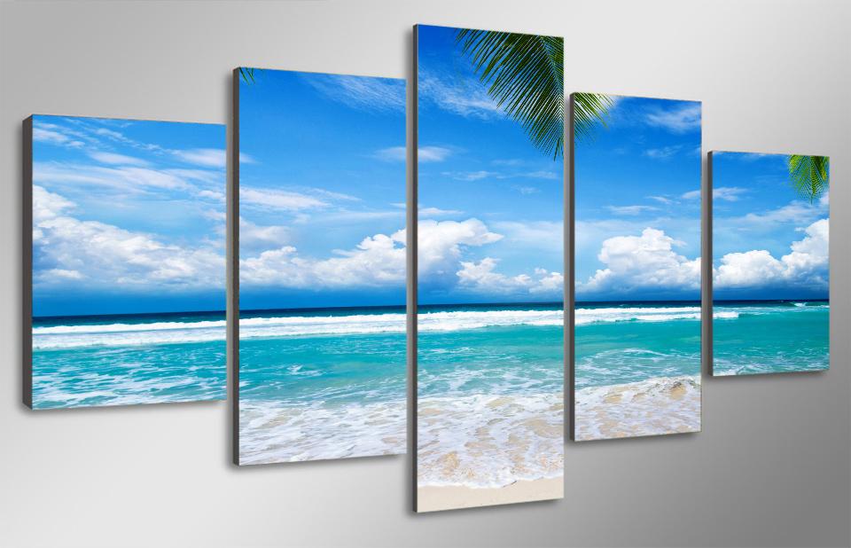 960x618 Hd Printed Summer Beach Sea Shore Painting Canvas Print Room Decor - Summer Beach Painting