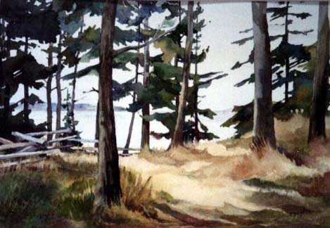 469x324 Watercolor Painting, Summer Camp, By Leslie Johnson - Summer Camp Painting