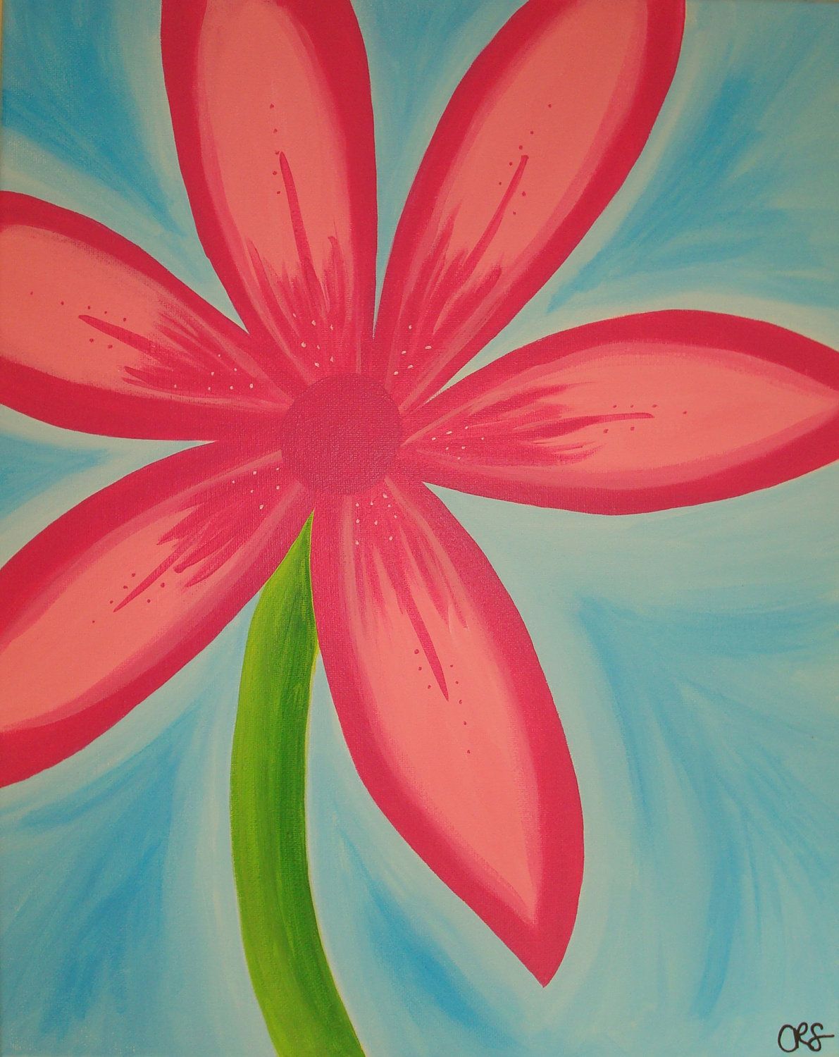 1191x1500 My Favorite Pink Summer Flower. Canvas Wall Art. Original Painting - Summer Flower Painting