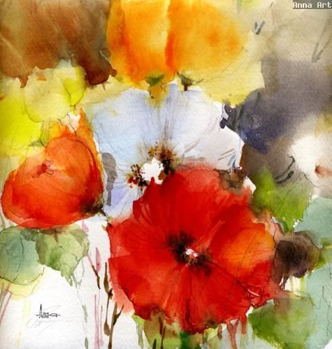 475x500 Summer Flowers Painting By Anna Razumovskaya Art - Summer Flower Painting