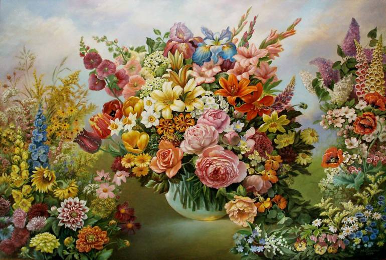 770x519 Saatchi Art Summer Flowers Painting By Aldona Ciceniene - Summer Flower Painting