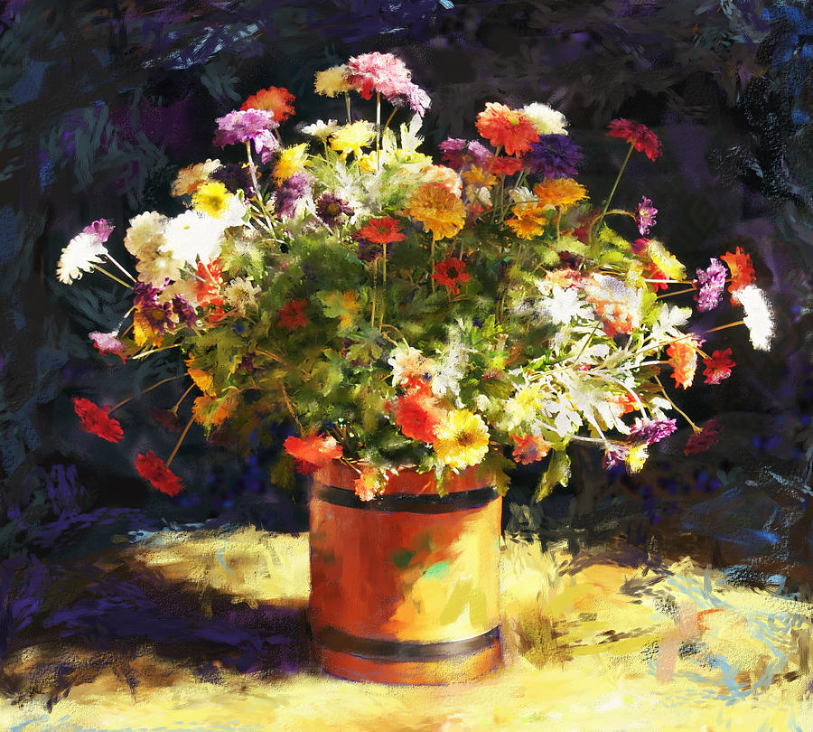 900x810 Summer Flowers Painting By Sandra Selle Rodriguez - Summer Flower Painting