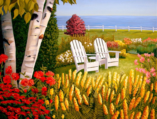 529x400 Summer Garden Landscape Painting - Summer Landscape Painting
