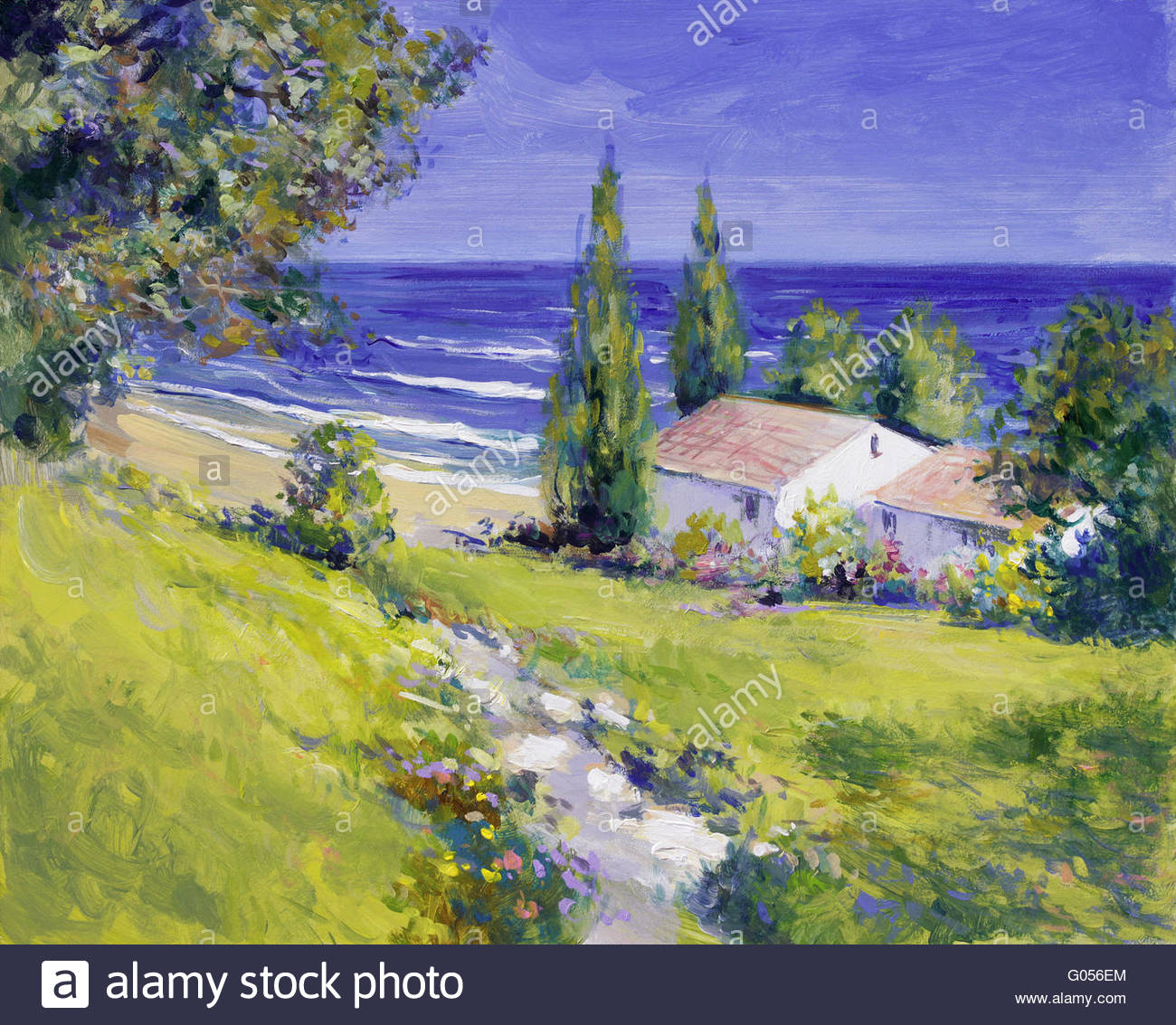 1300x1133 House By The Sea - Summer Landscape Painting