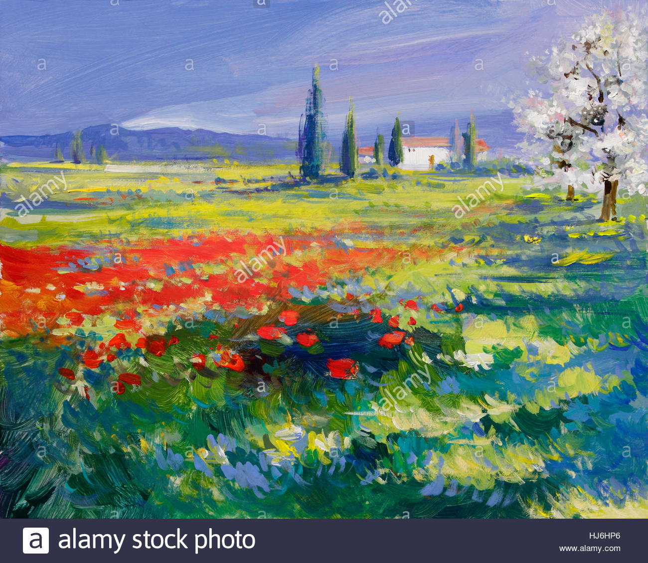1300x1130 Summer Landscape Painting Stock Photo 131682046 - Summer Landscape Painting