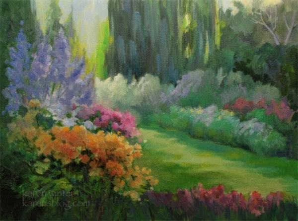 600x445 Rose Garden Oil Painting - Summer Oil Painting