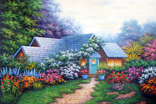 500x333 Summer Cottage In The Hills,oil Paintings On Canvas - Summer Oil Painting