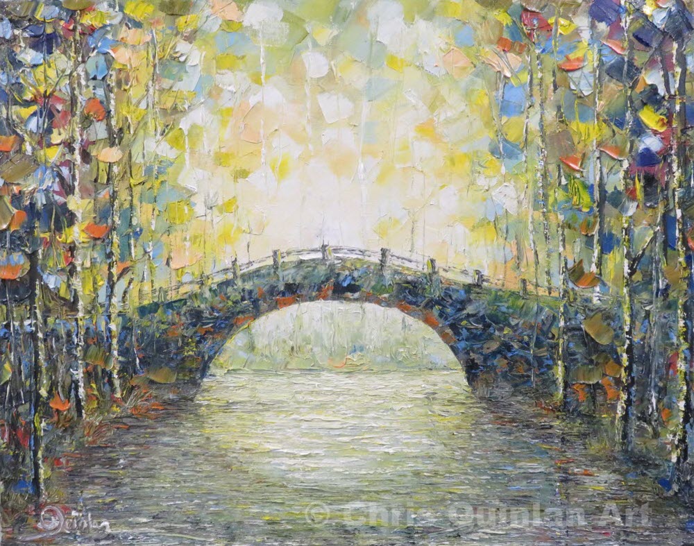 1000x787 Chris Quinlan Artwork Summer Bridge Original Painting Oil - Summer Oil Painting
