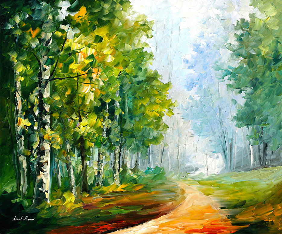 935x778 Summer Forest Palette Knife Oil Painting On Canvas By Leonid - Summer Painting