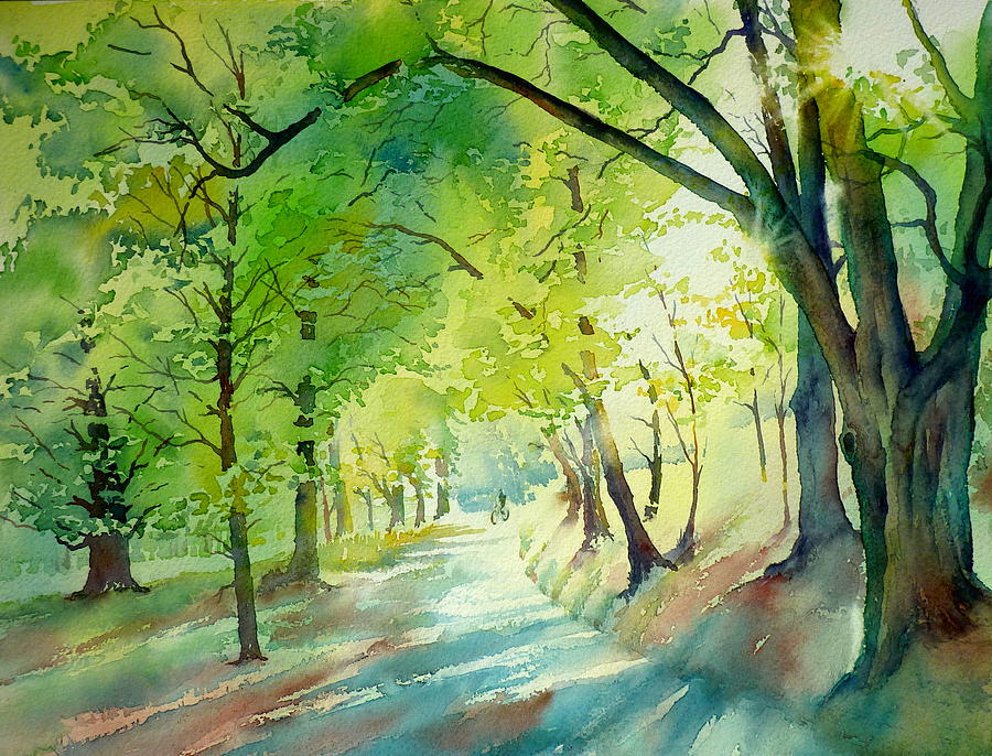 900x686 Summer Evening In The Park Painting By Thomas Habermann - Summer Painting