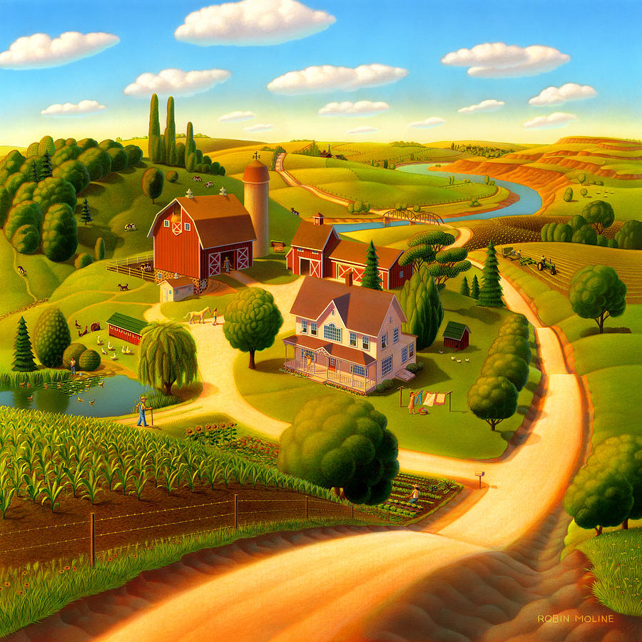 900x900 Summer On The Farm Painting By Robin Moline - Summer Painting
