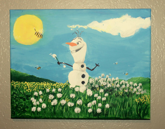 570x444 Items Similar To Olaf Summer Wall Painting Kids Art Original - Summer Painting For Kids