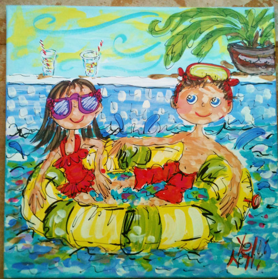 570x572 Custom Summer Painting Of Your Children Made To By Yellikelli - Summer Painting For Kids