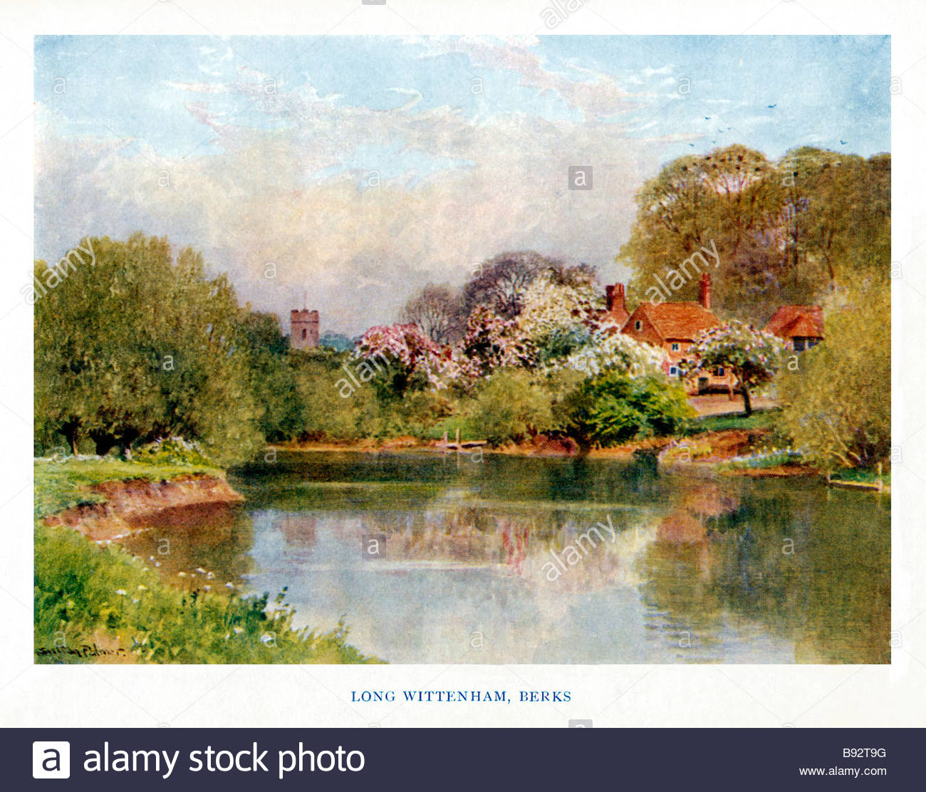 1300x1112 Long Wittenham Berkshire 1920 Painting Of An Early Summer Scene - Summer Scene Painting