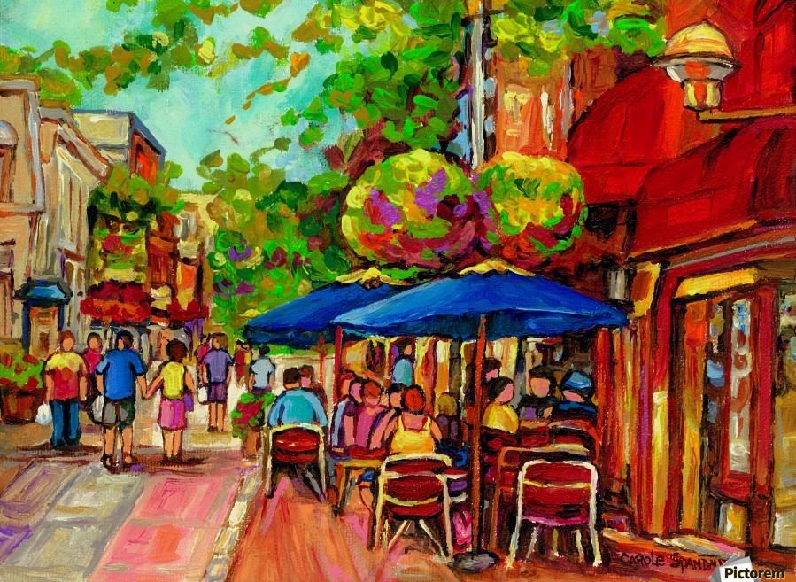 899x657 Prince Arthur Cafes Montreal Summer Scene - Summer Scene Painting