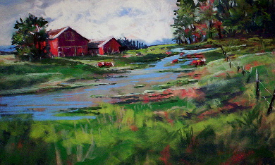 390x234 Summer Farm Scene - Summer Scene Painting