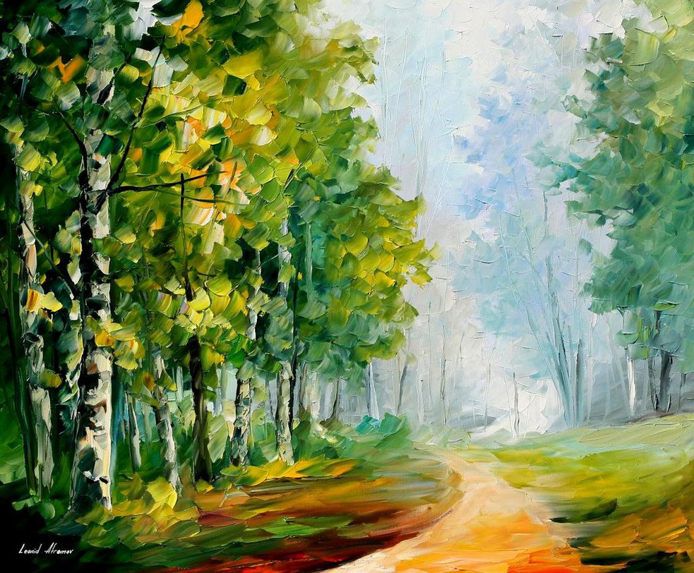 983x812 Summer Forest By Leonid Afremov By Leonidafremov - Summer Season Painting