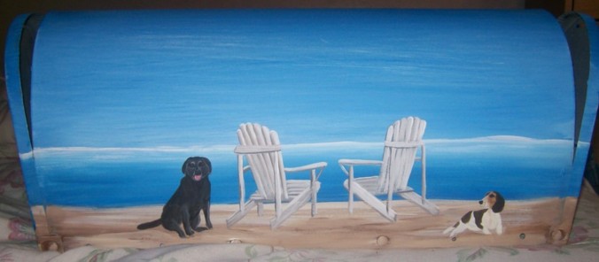 676x296 Rural Route Mailboxes Beach Fish - Summer Themed Painting