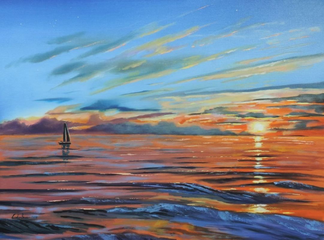 1081x800 Summer Beach Scene Paintings - Summer Themed Painting