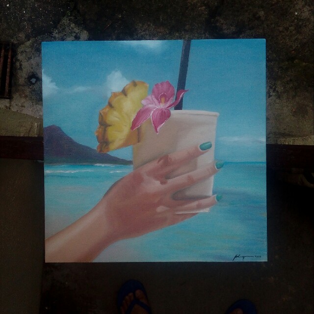 640x640 Summer Themed Oil Painting Canvas, Design Amp Craft, Artwork - Summer Themed Painting