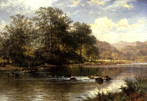 602x415 Stream In Summertime Painting Benjamin William Leader Oil Paintings - Summertime Painting