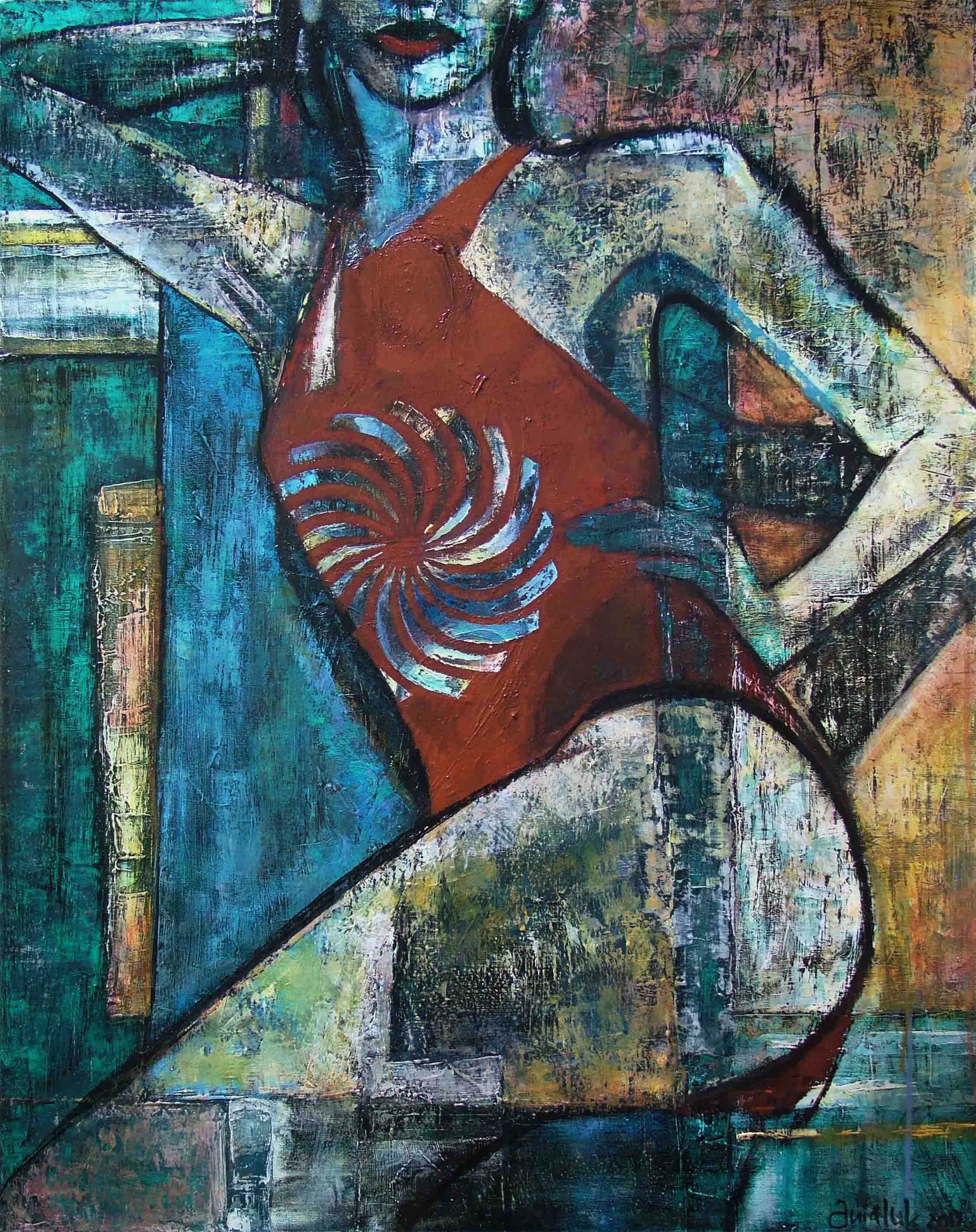 2253x2842 Summertime 1 Painting Of A Girl In A Red Swimsuit Ania Luk Art - Summertime Painting