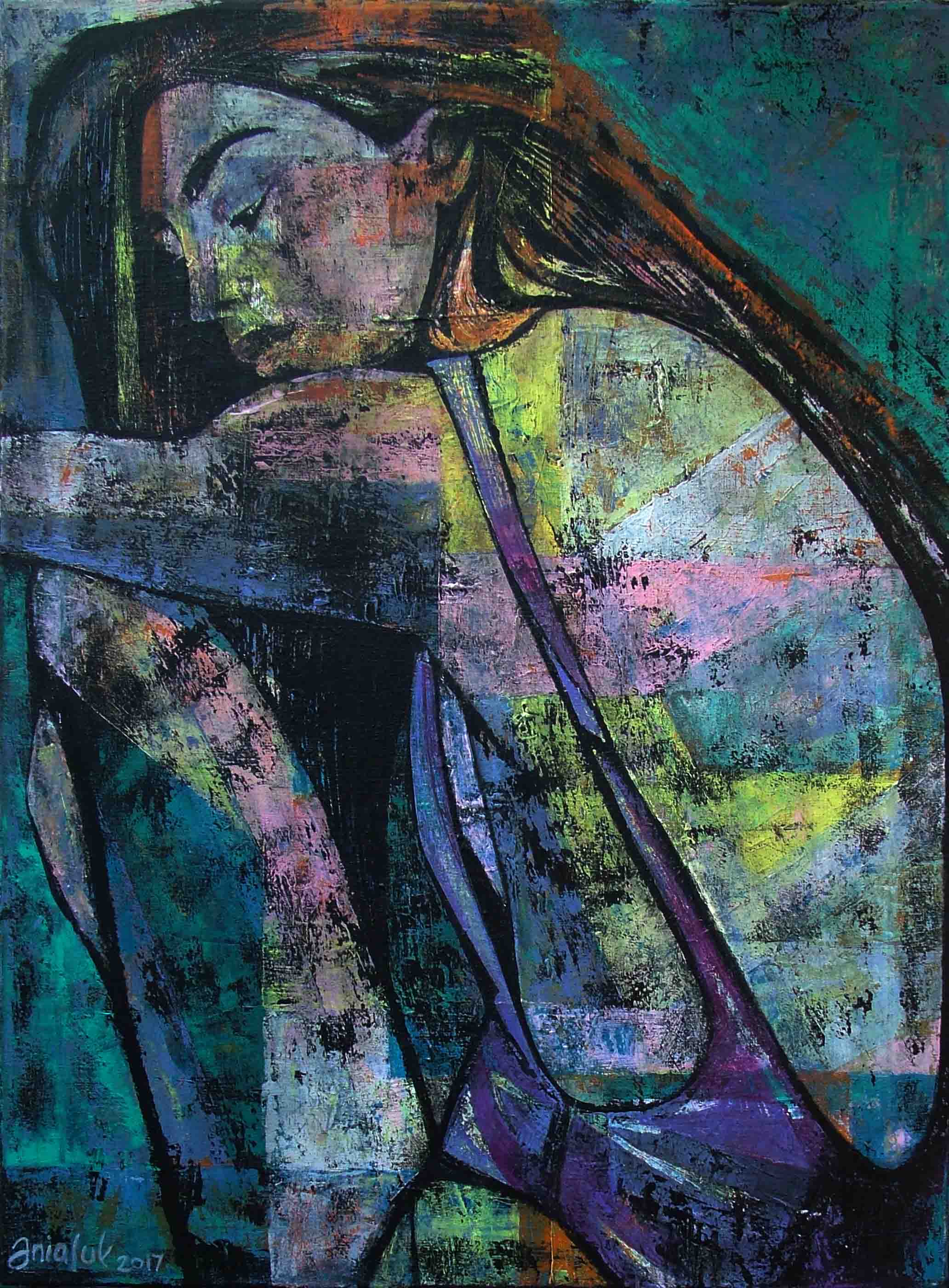 2064x2800 Summertime 3 Painting Of Girl In Purple Swimsuit Ania Luk Art - Summertime Painting