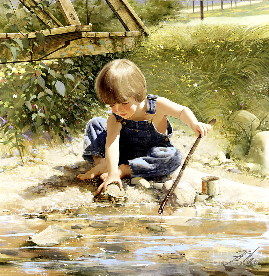 876x900 Summertime Friends Painting By Donald Zolan - Summertime Painting