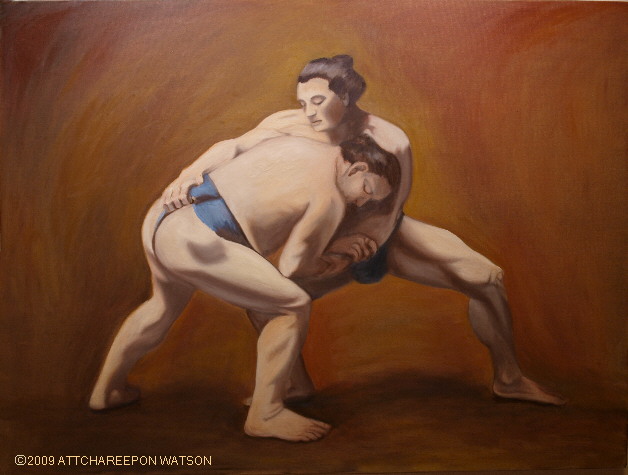 628x475 Sumo, Art Painting By Attchareepon - Sumo Painting