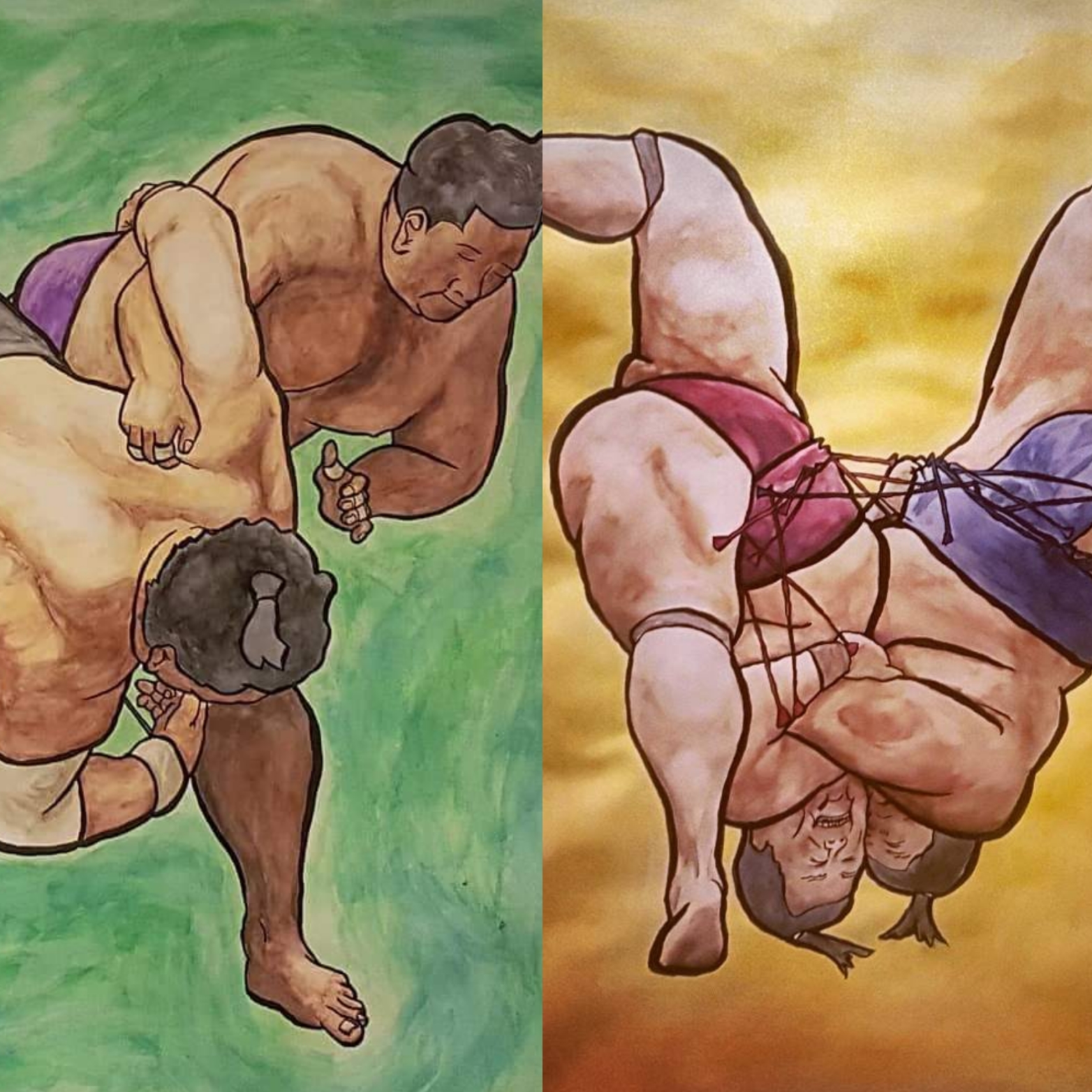 1564x1564 Watercolor Sumo Paintings - Sumo Painting