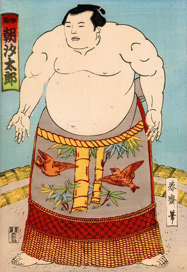 618x900 Asashio Toro A Japanese Sumo Wrestler Painting By Japanese School - Sumo Painting