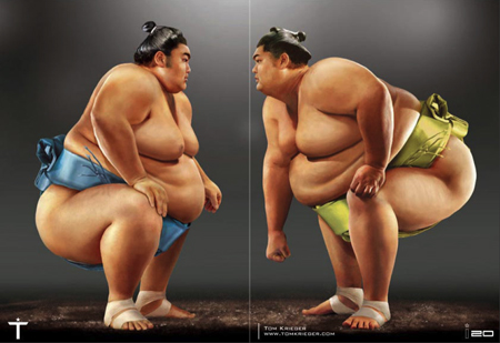 450x309 Sumo Painting By Tom Kriegerart And Design Inspiration From Around - Sumo Wrestler Painting