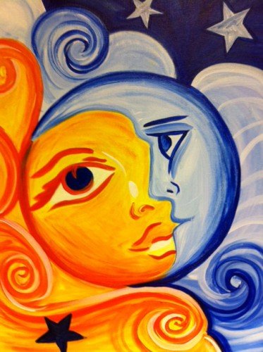 373x500 Painting Workshop Sun And Moon - Sun And Moon Canvas Painting