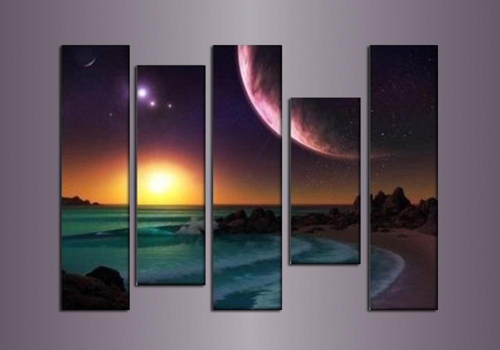 1000x700 2018 Sun Moon Star Universe Oil Paintings Earth Abstract Wall Art - Sun And Moon Painting
